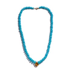 Collier véritable beauté endormie en turquoise et diamants