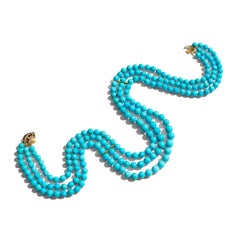 Genuine Triple Layered Sleeping Beauty Turquoise Diamond Necklace