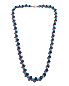 Estate Giant Opera Length Sleeping Beauty Turquoise & Amethyst Diamond Necklace
