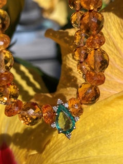 Genuine Sparkling Citrine and Zambian Emerald Diamond Necklace