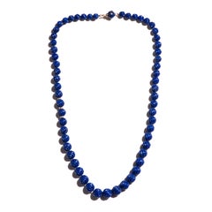 Collier Estate en Lapis Lazuli cannelé et diamant en or 18K