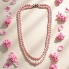 Pink Angel Skin Coral Necklace in 14K Yellow Gold