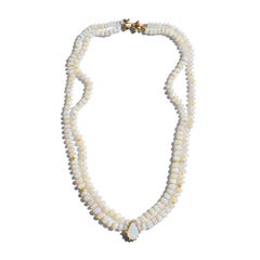 Giant Layered Australian Lightning Ridge Opal & Diamond 14K Gold Necklace