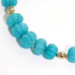 Estate Persian Blue Kingman Turquoise 18K Gold Necklace