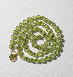 Genuine sparkling green Peridot 14K Yellow Gold Necklace