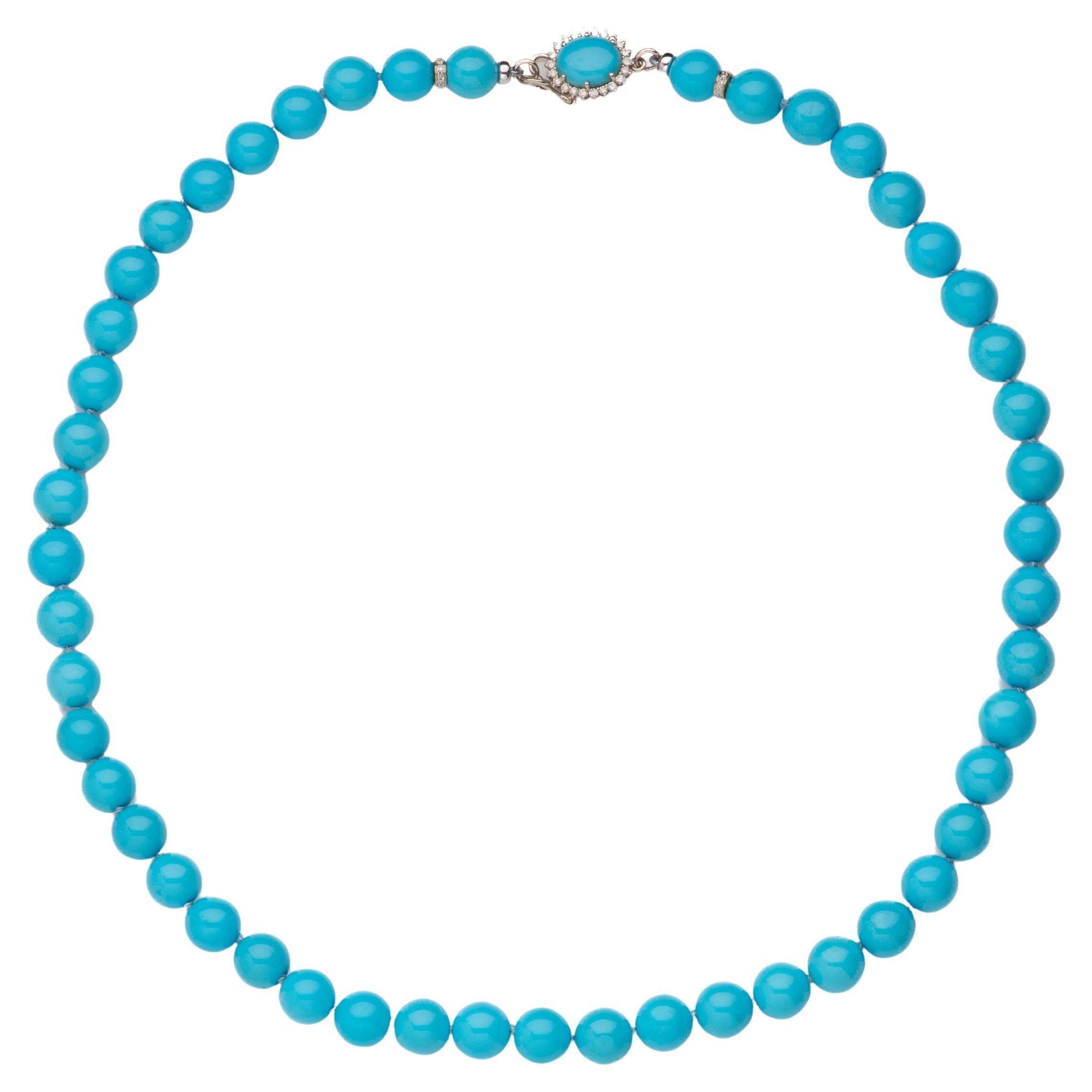 Collana gigante con diamanti in oro bianco e turchese della Bella Addormentata