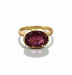 Giant Pink Tourmaline 18K Yellow Gold Stackable Cocktail Ring