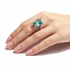 Lagoon Tourmaline 3.10ct Diamond 18K White Gold Cocktail Ring