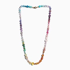 Collar gigante de piedras preciosas arcoíris con oro de 14 quilates