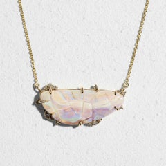 Giant Boulder Opal & Diamond Pendant Gold Pendant Necklace