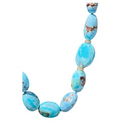 Collar gigante de oro amarillo de 14 quilates con turquesa lavanda y diamantes