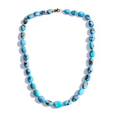 Giant 14K Yellow Gold Lavender Turquoise & Diamond Necklace