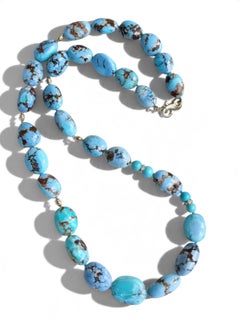 Giant 14K Yellow Gold Lavender Turquoise & Diamond Necklace