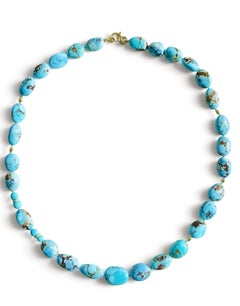 Giant 14K Yellow Gold Lavender Turquoise & Diamond Necklace