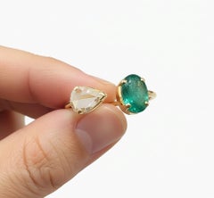 Toi Moi Emerald and Diamond 18K Yellow Gold Birthstone Ring