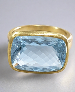 Giant Aquamarine 14K Yellow Gold Stackable Cocktail Ring
