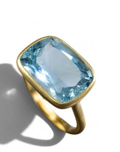 One of A Kind (OOAK) Giant Aquamarine 14K Yellow Gold Stackable Cocktail Ring