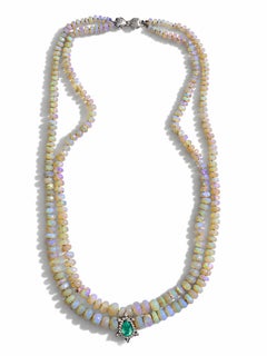 Collar de oro de 14 quilates con ópalo gigante de Lightning Ridge, turmalina de Paraíba y diamantes