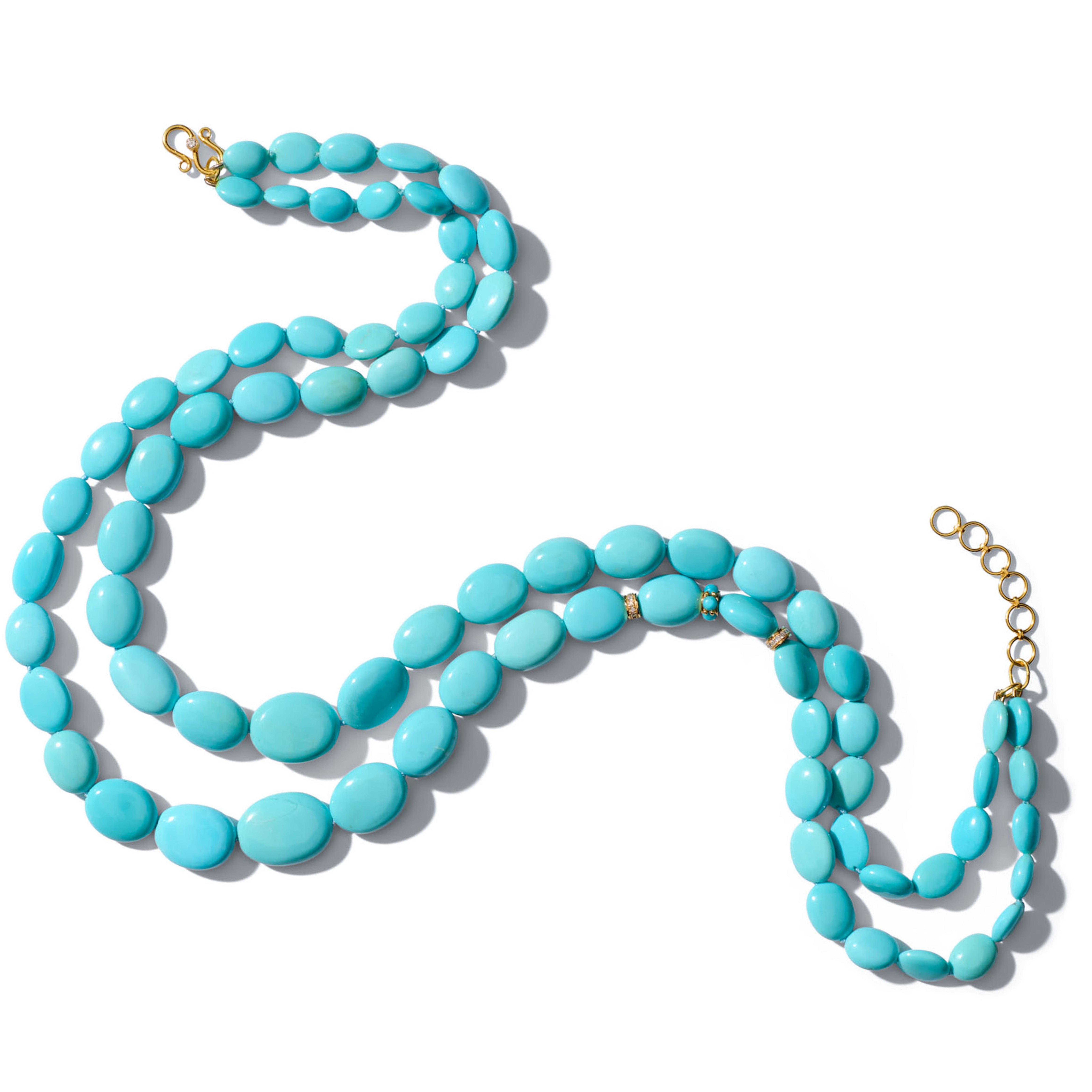 Layered Sleeping Beauty Turquoise & Diamonds Necklace For Sale