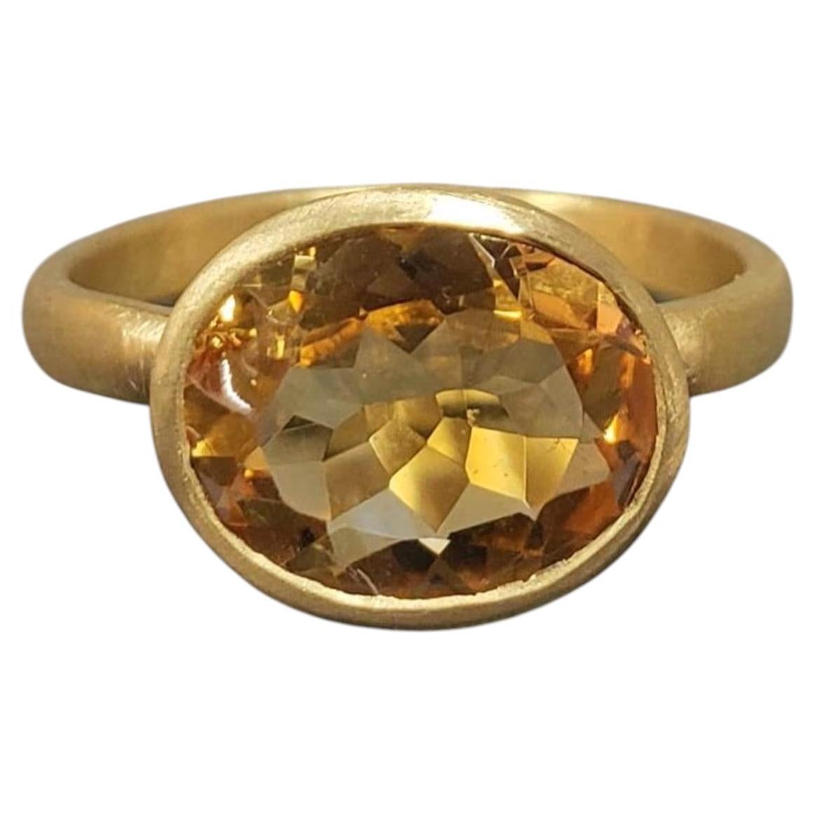 Vibrant Citrine 14K Yellow Gold Stackable Cocktail Ring