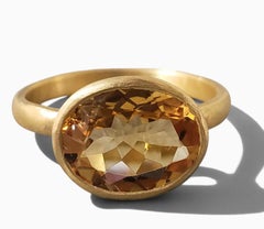 Vibrant Citrine 14K Yellow Gold Stackable Cocktail Ring