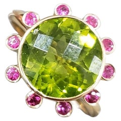 Peridot & Ruby Yellow Gold Cocktail Ring