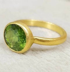 Mint Green Tourmaline 14K Yellow Gold Stackable Cocktail Ring