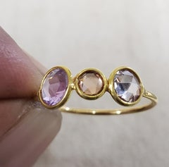 Three Stone Sapphire Yellow Gold Ring