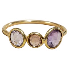 Three Stone Sapphire Yellow Gold Ring