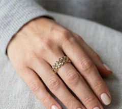 Giant Double Brown Rose Cut Diamond 18K Gold Eternity Band Ring