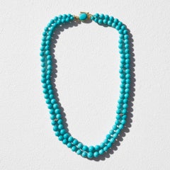Estate 18K Gold Layered Sleeping Beauty Turquoise Diamond One Of A Kind Necklace