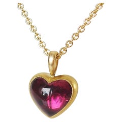 Giant Tourmaline 18K Gold Heart Pendant