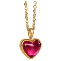 Giant Tourmaline 18K Gold Heart Pendant