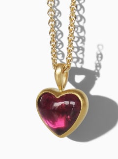 Giant Tourmaline 18K Gold Heart Pendant