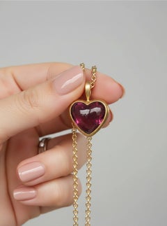 Giant Tourmaline 18K Gold Heart Pendant