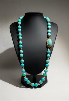 Collana vistosa in oro e turchese “La Bella Addormentata” in stile Art Nouveau degli anni ’50, certificata