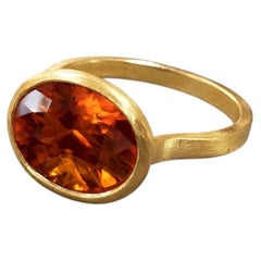 Extremely Rare Red Tourmaline 14K Yellow Gold Stackable Cocktail Ring