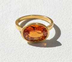 Extremely Rare Red Tourmaline 14K Yellow Gold Stackable Cocktail Ring