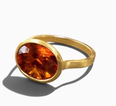 Extremely Rare Red Tourmaline 14K Yellow Gold Stackable Cocktail Ring