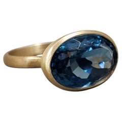 Regal London Blue Topaz 14K Yellow Gold Stackable Cocktail Ring