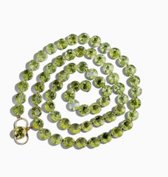 Genuine sparkling green Peridot 14K Yellow Gold Necklace