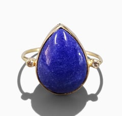 Royal Blue Lapis Yellow Gold Diamond Cocktail Ring