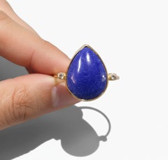 Royal Blue Lapis Yellow Gold Diamond Cocktail Ring