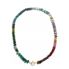 Pink Sapphire and Opal 14K Yellow Gold Necklace