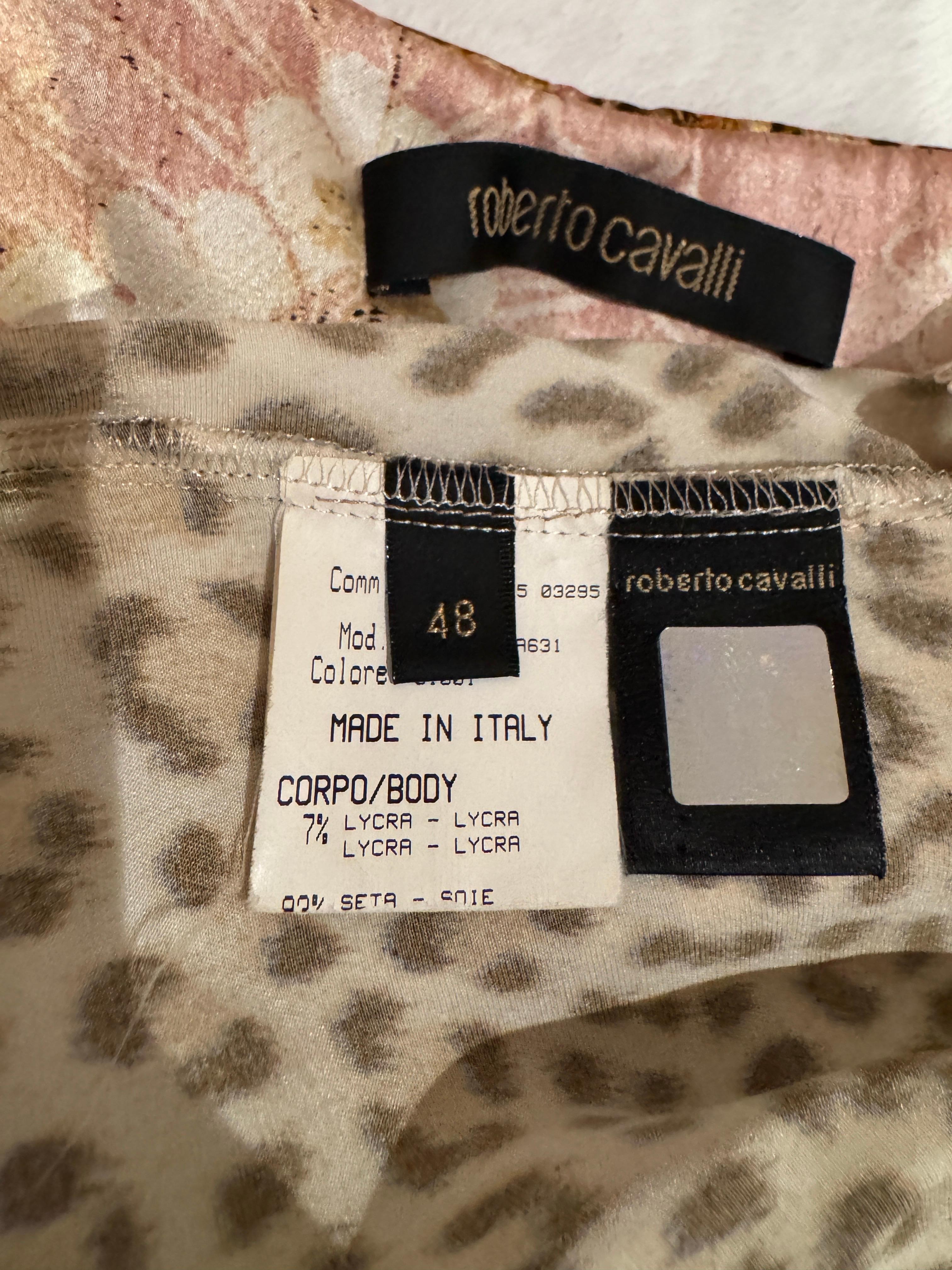 Vintage Roberto Cavalli A/I 2004 Set Top + Gonna in Seta XL in vendita 7