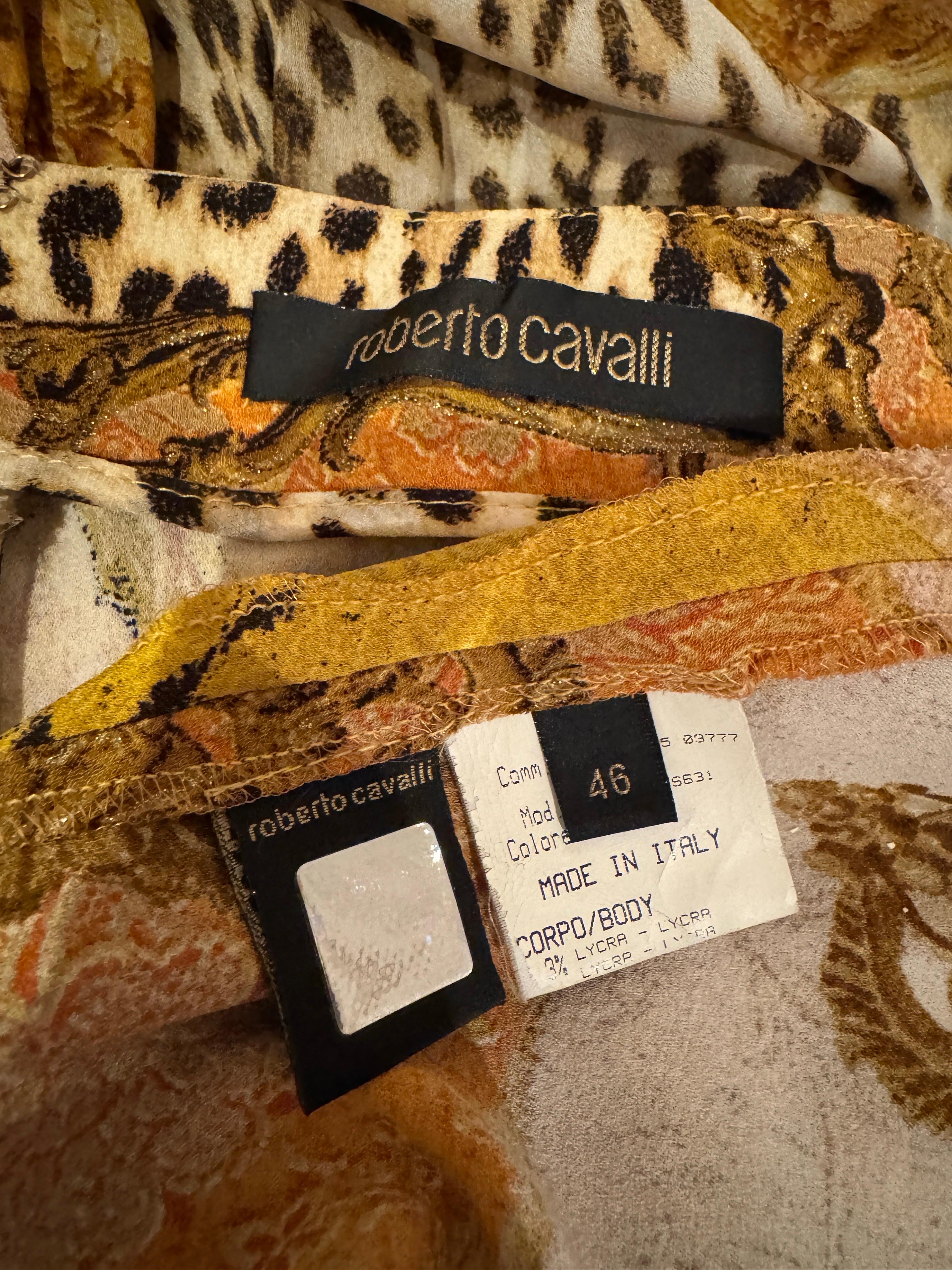 Vintage Roberto Cavalli A/I 2004 Set Top + Gonna in Seta XL in vendita 8