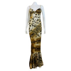 Used 2000s Just Cavalli Roberto Cavalli Cheetah Animal Print Maxi Dress Gown