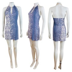 Vintage S/S 2000 Roberto Cavalli Purple Leopard Cheetah Animal Print Mini Dress