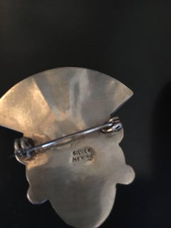 Mexican Sterling Silver Jade Brooch