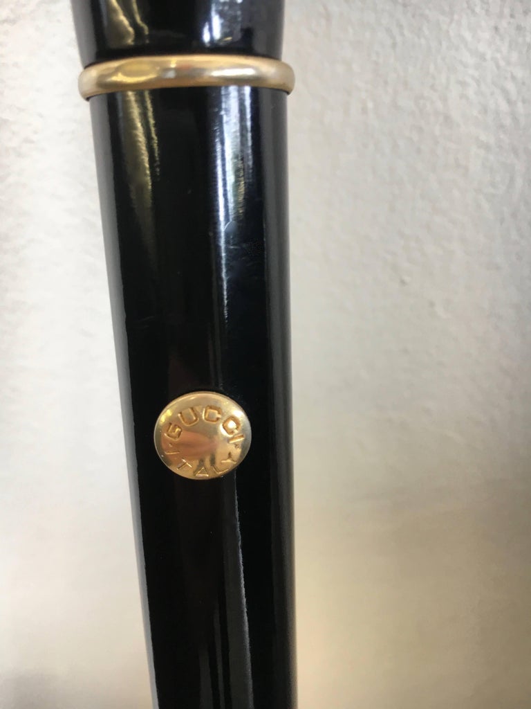 Gucci Italy Vintage Walking Stick or Cane with Brass Gucci Watch